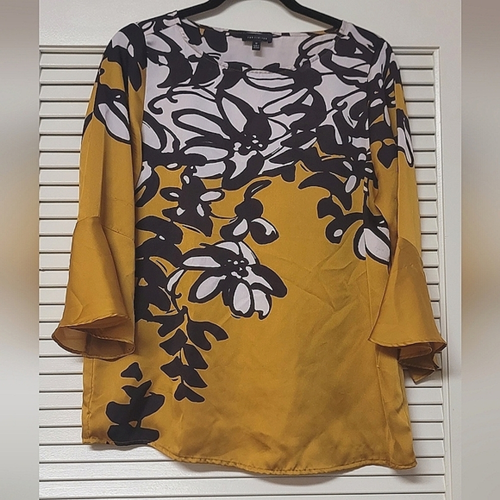 The Limited - Floral Lightweight Loose-Fit 3/4 Flare Sleeves Top